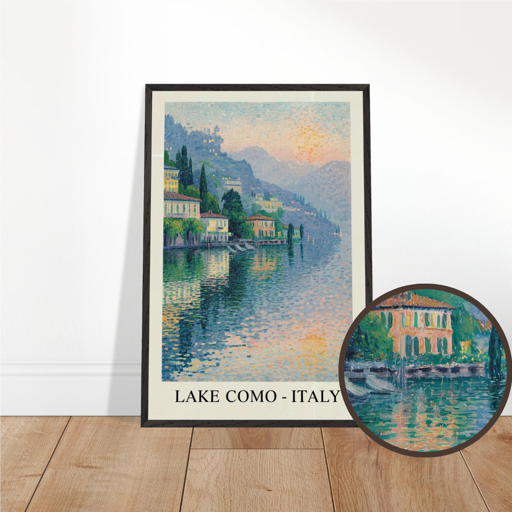 Lake Como, Italy- Van Gogh Style Pointillist Poster
