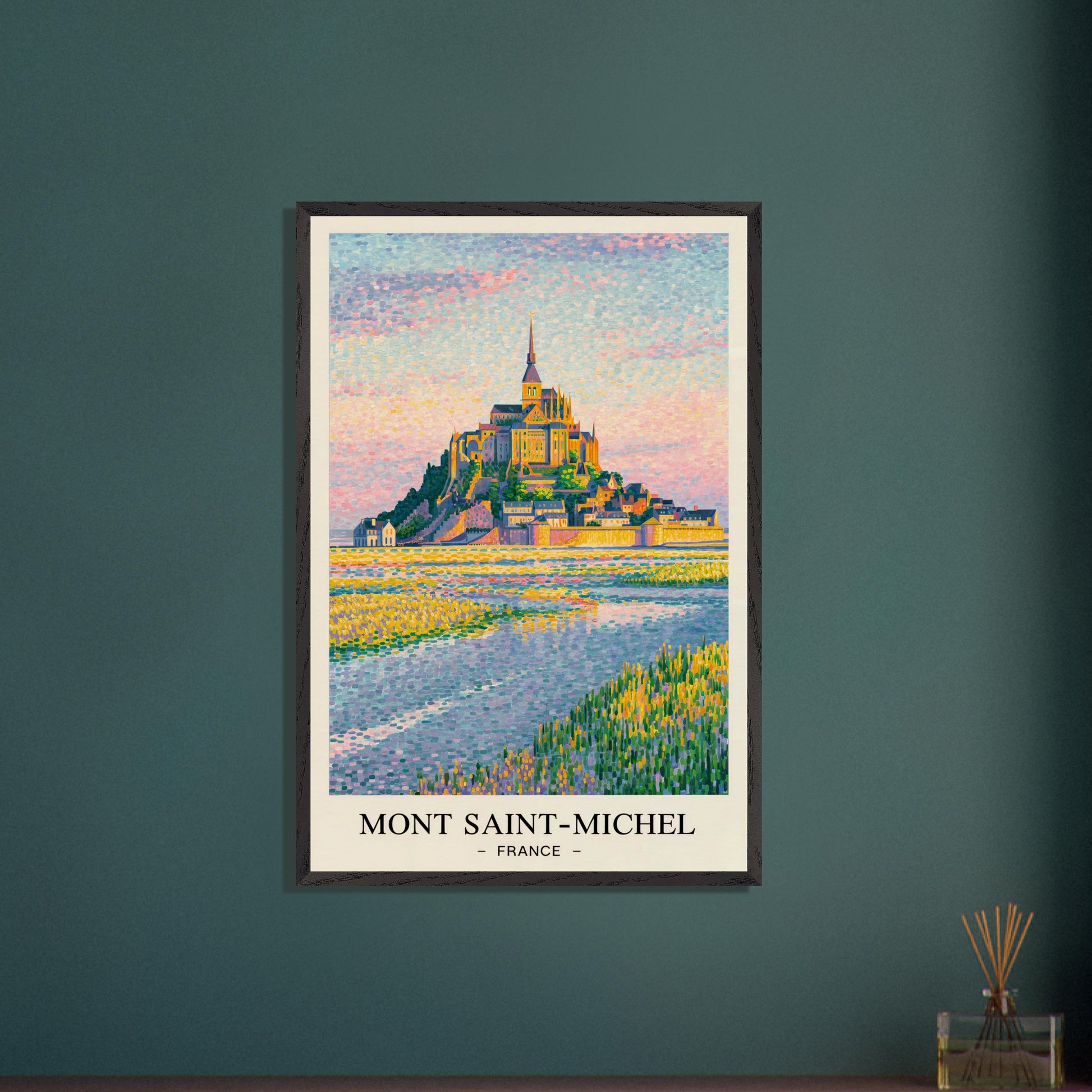 Mont Saint Michel, France - Van Gogh Style Pointillist Poster