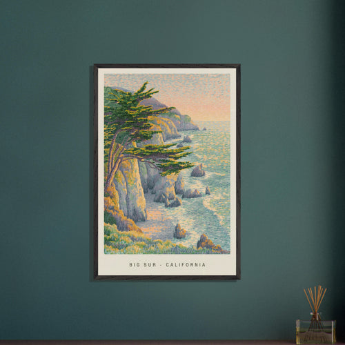 Big Sur, California, USA - Van Gogh Style Pointillist Poster