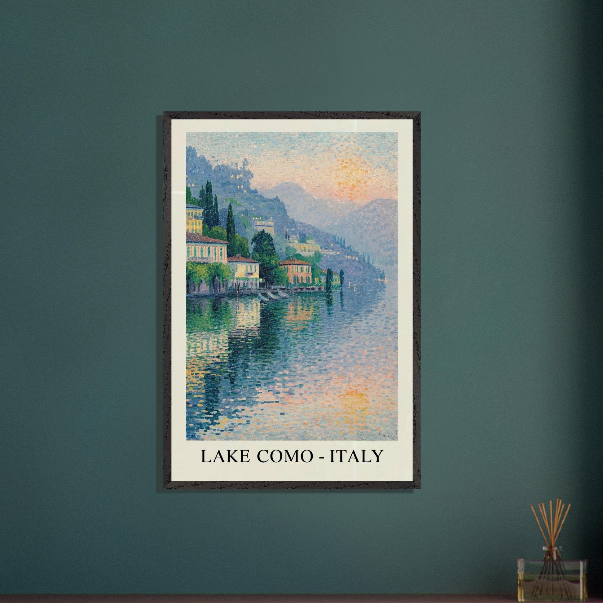 Lake Como, Italy- Van Gogh Style Pointillist Poster