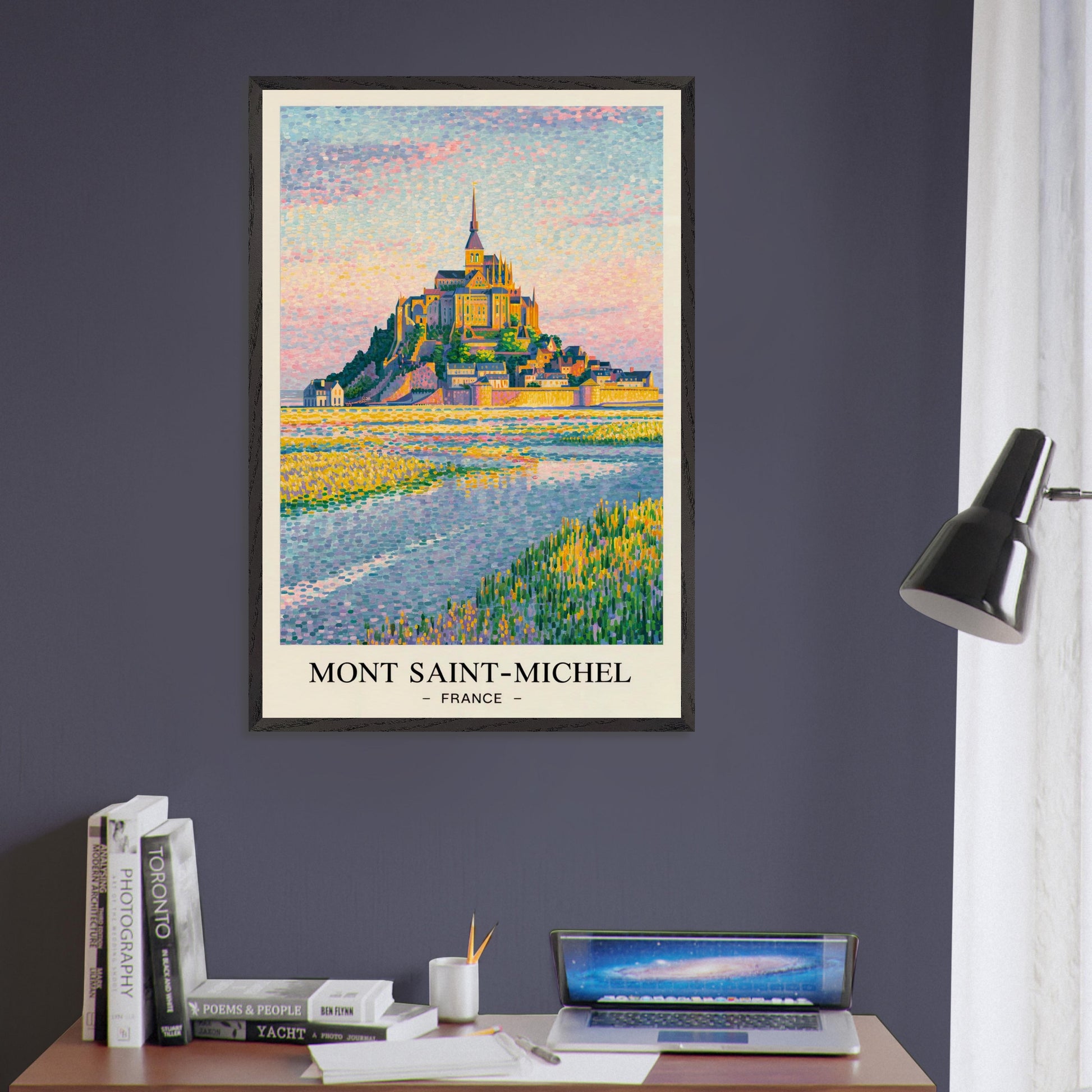 Mont Saint Michel, France - Van Gogh Style Pointillist Poster
