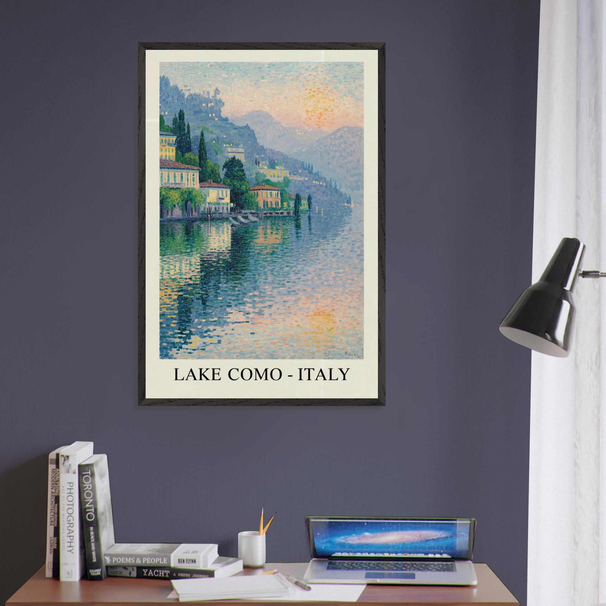 Lake Como, Italy- Van Gogh Style Pointillist Poster