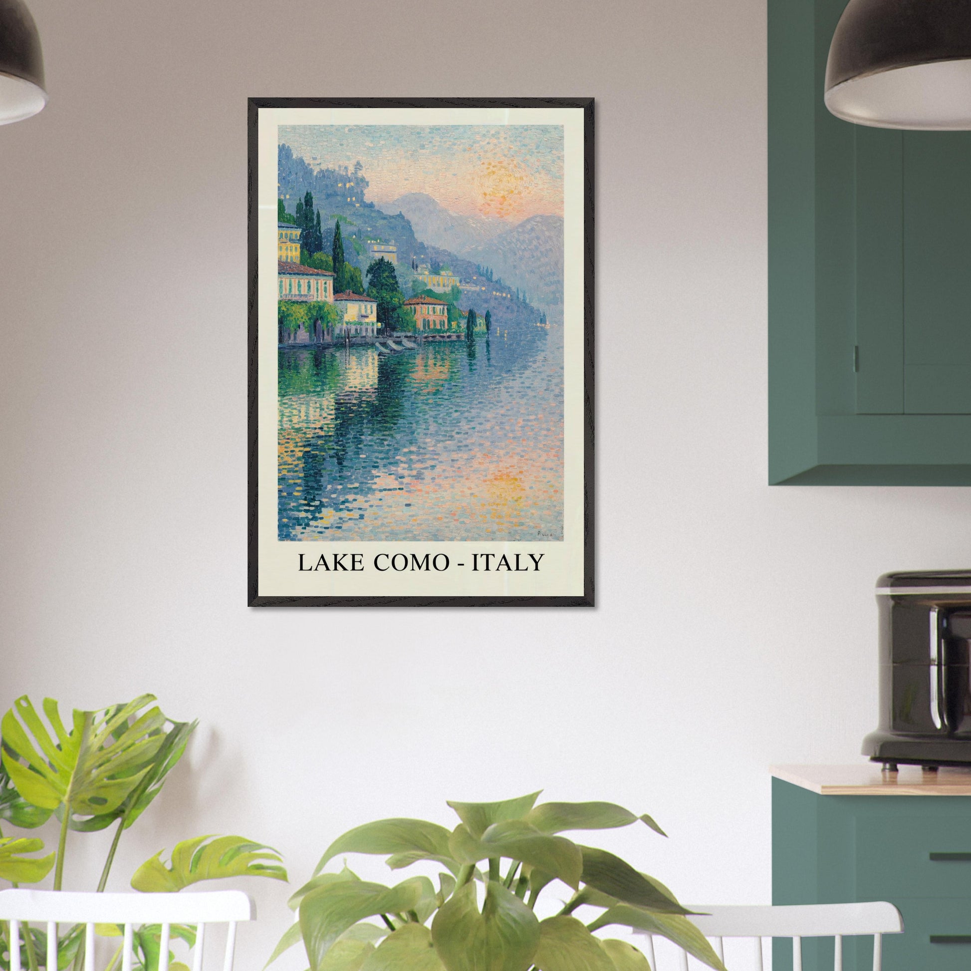 Lake Como, Italy- Van Gogh Style Pointillist Poster