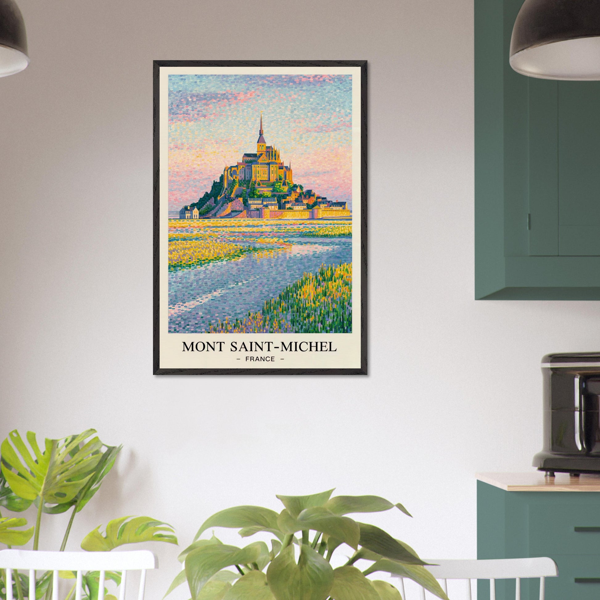Mont Saint Michel, France - Van Gogh Style Pointillist Poster