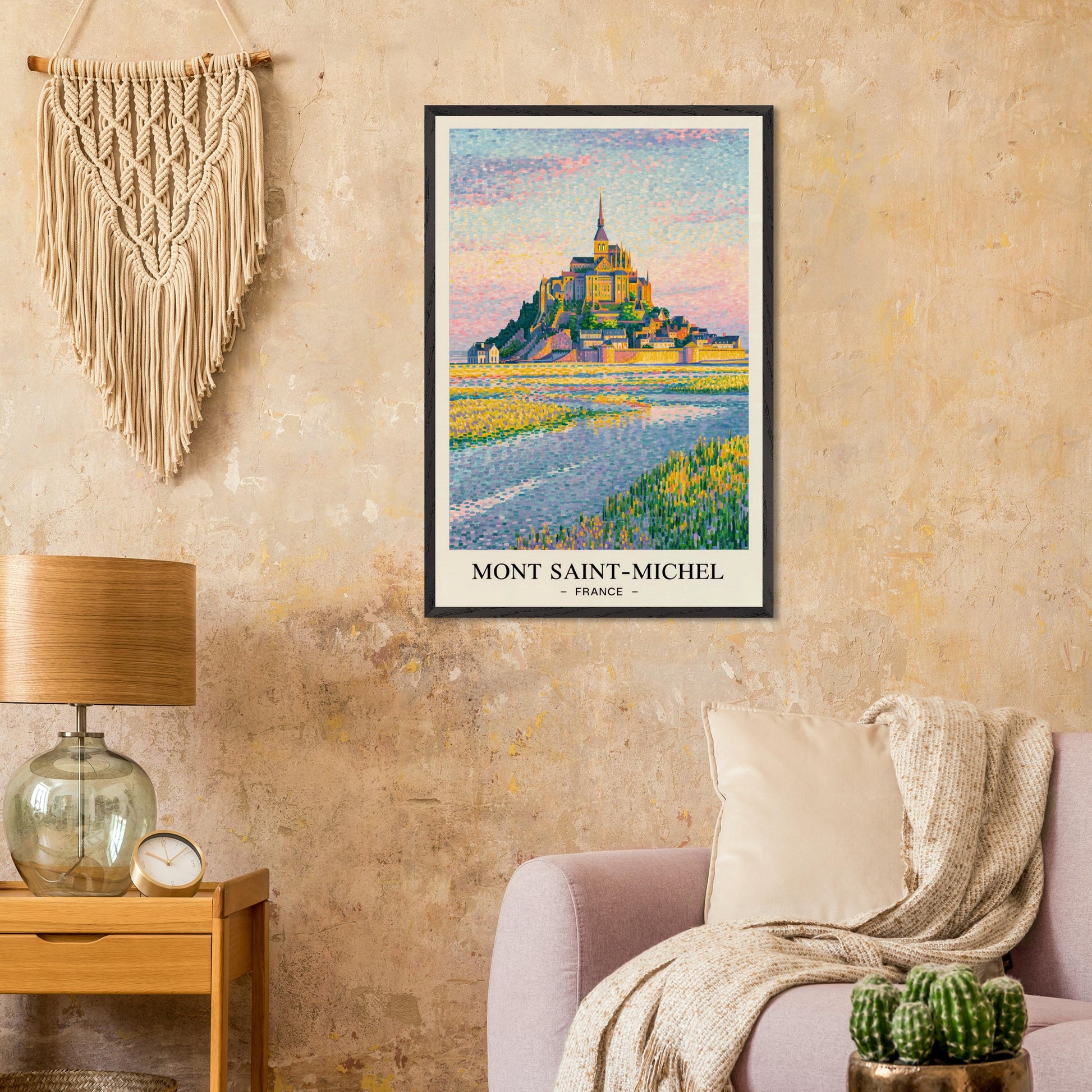 Mont Saint Michel, France - Van Gogh Style Pointillist Poster