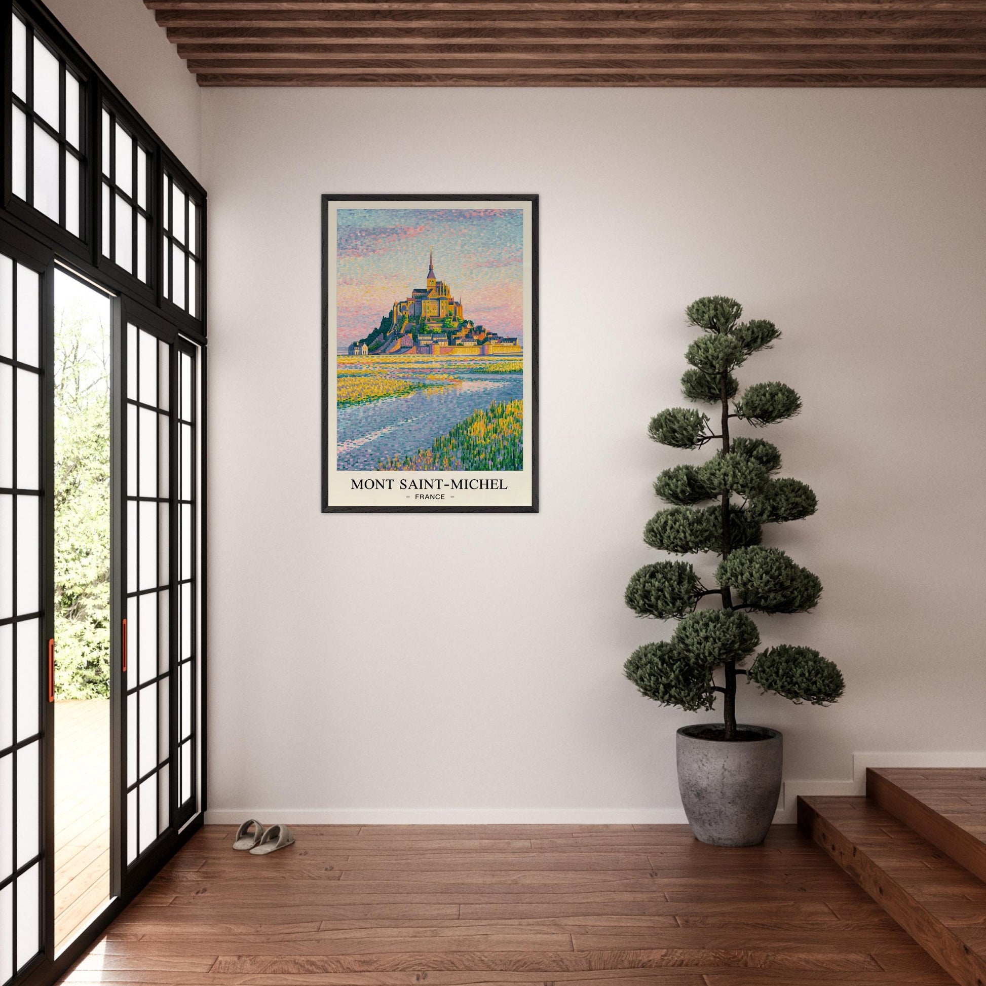 Mont Saint Michel, France - Van Gogh Style Pointillist Poster
