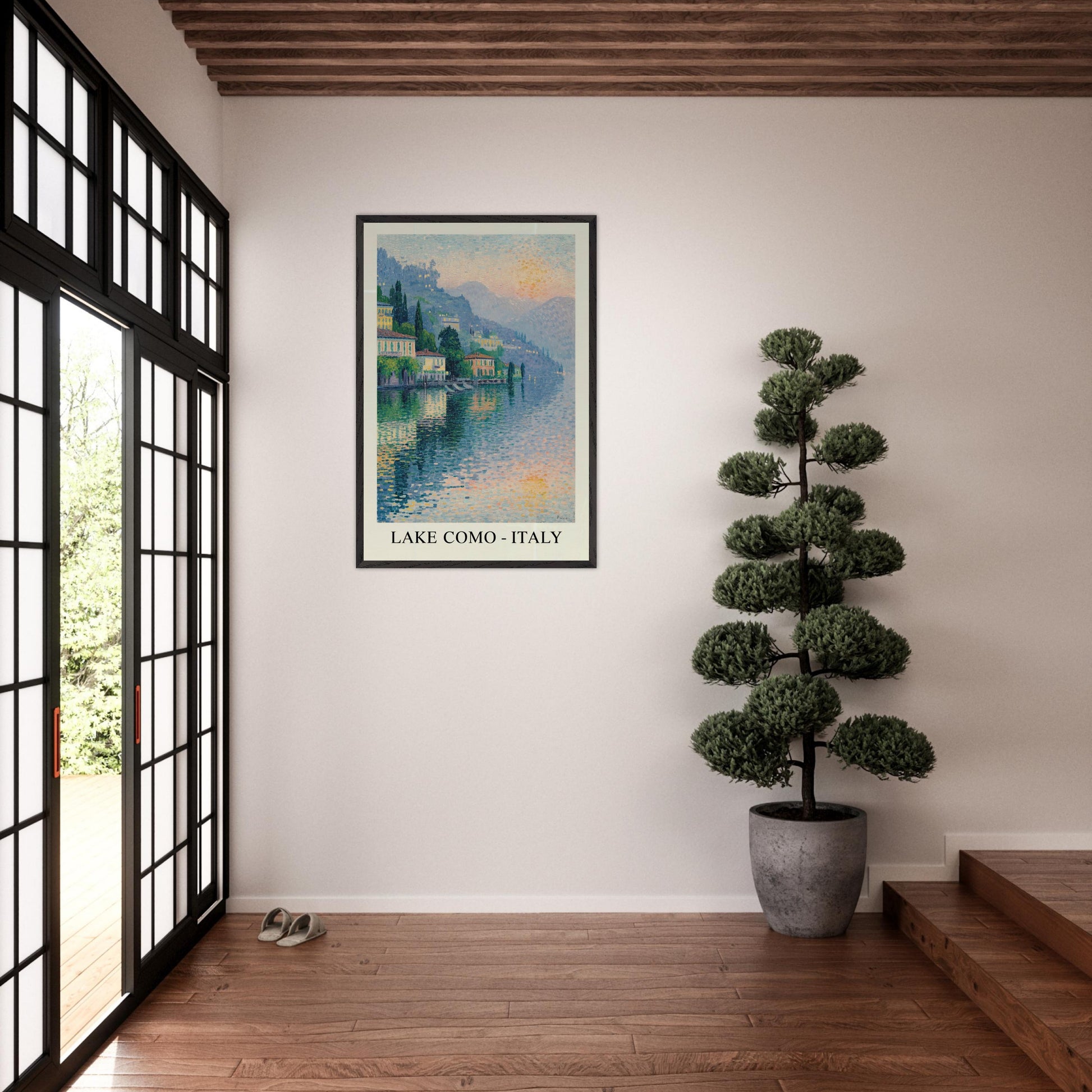 Lake Como, Italy- Van Gogh Style Pointillist Poster